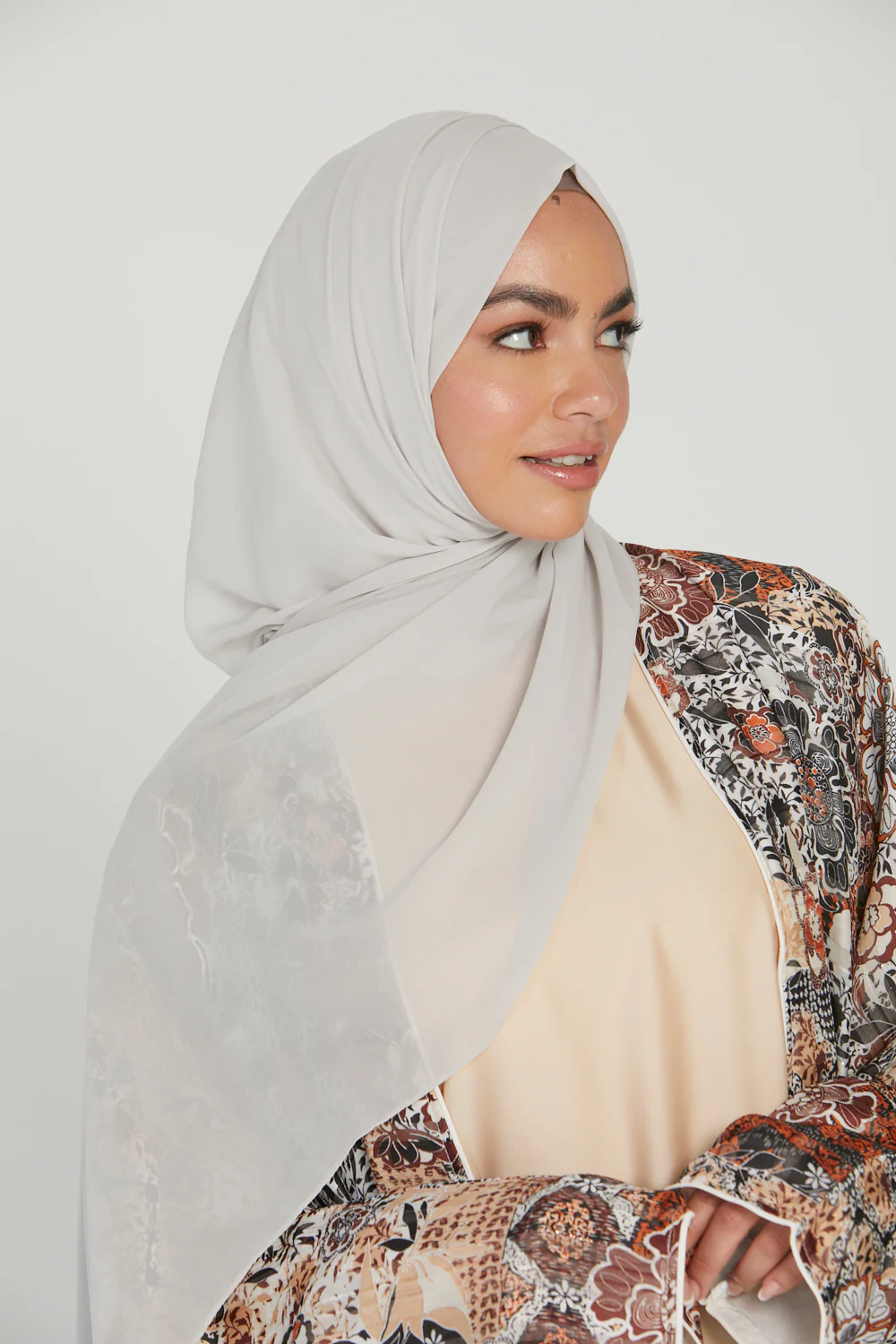 Soft Luxury Georgette Hijab - Greige - Image 3
