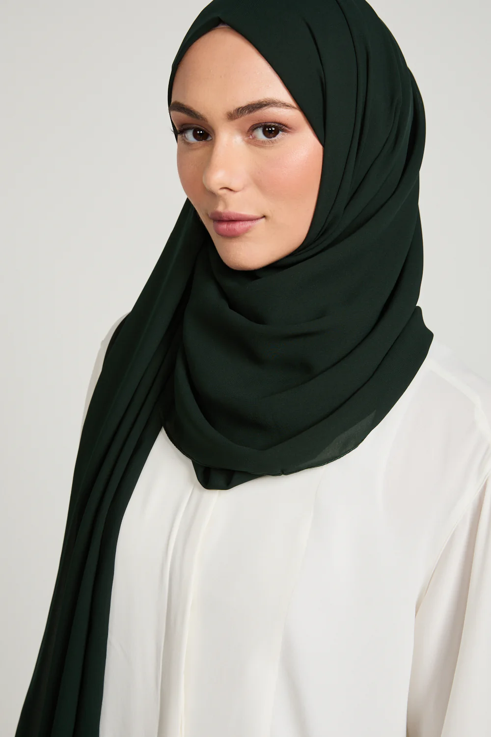 Soft Luxury Georgette Hijab - Midnight Forest - Image 2