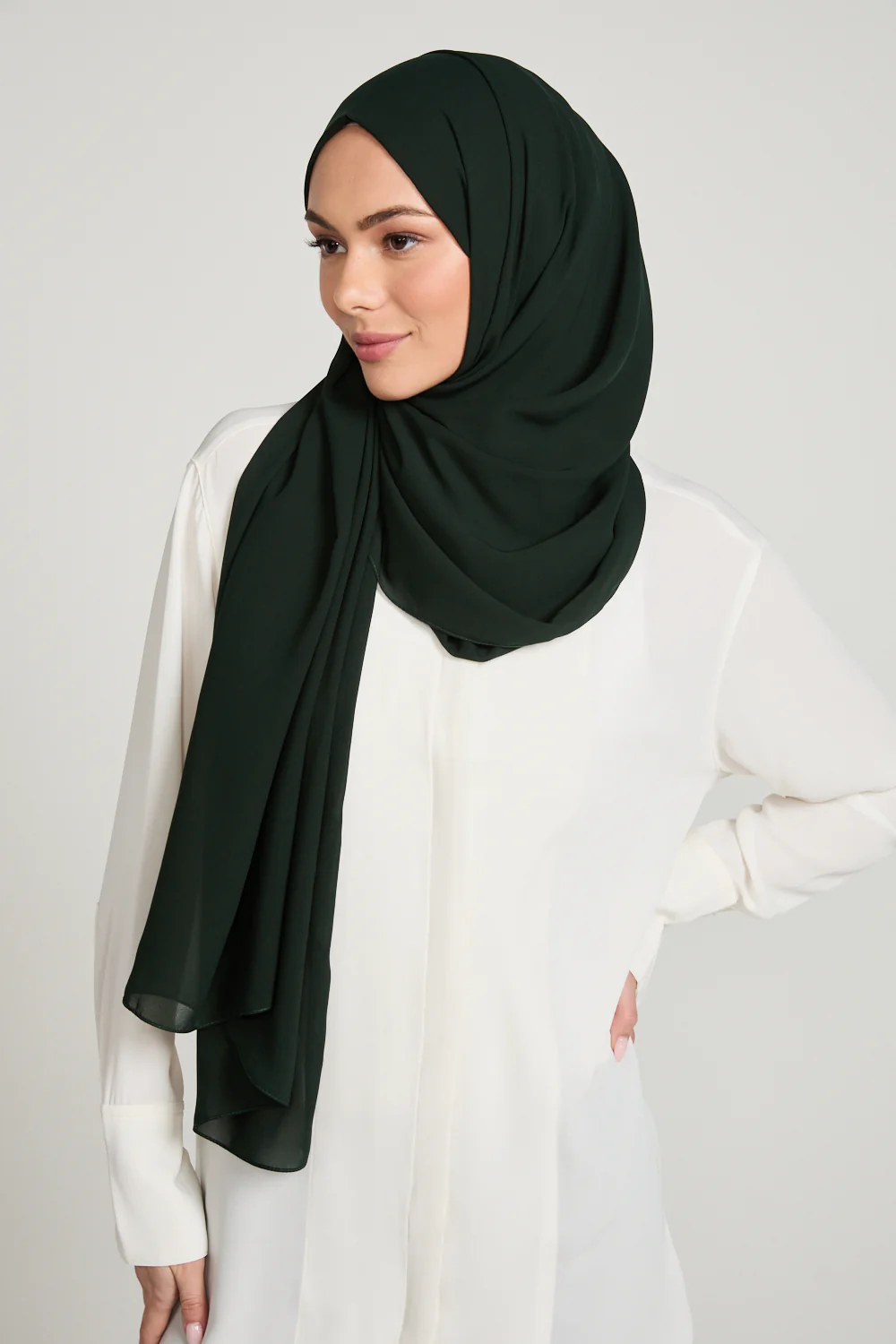 Soft Luxury Georgette Hijab - Midnight Forest - Image 3