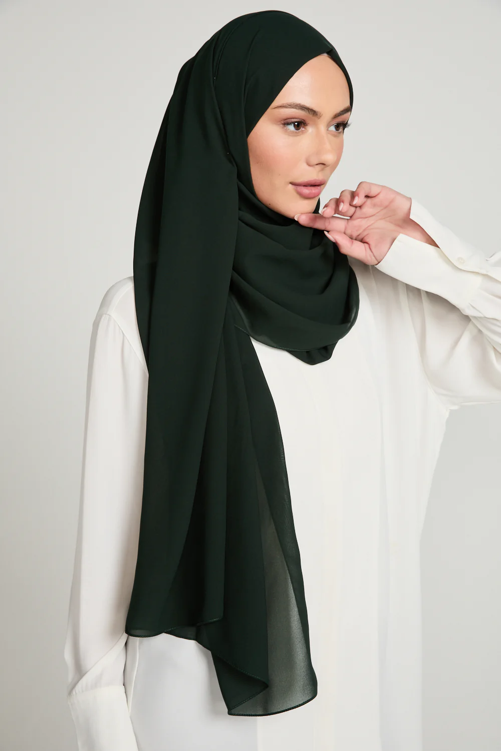 Soft Luxury Georgette Hijab - Midnight Forest - Image 4