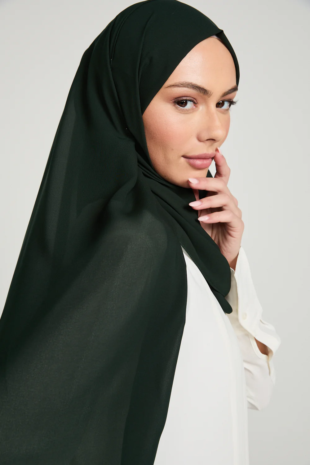 Soft Luxury Georgette Hijab - Midnight Forest - Image 5