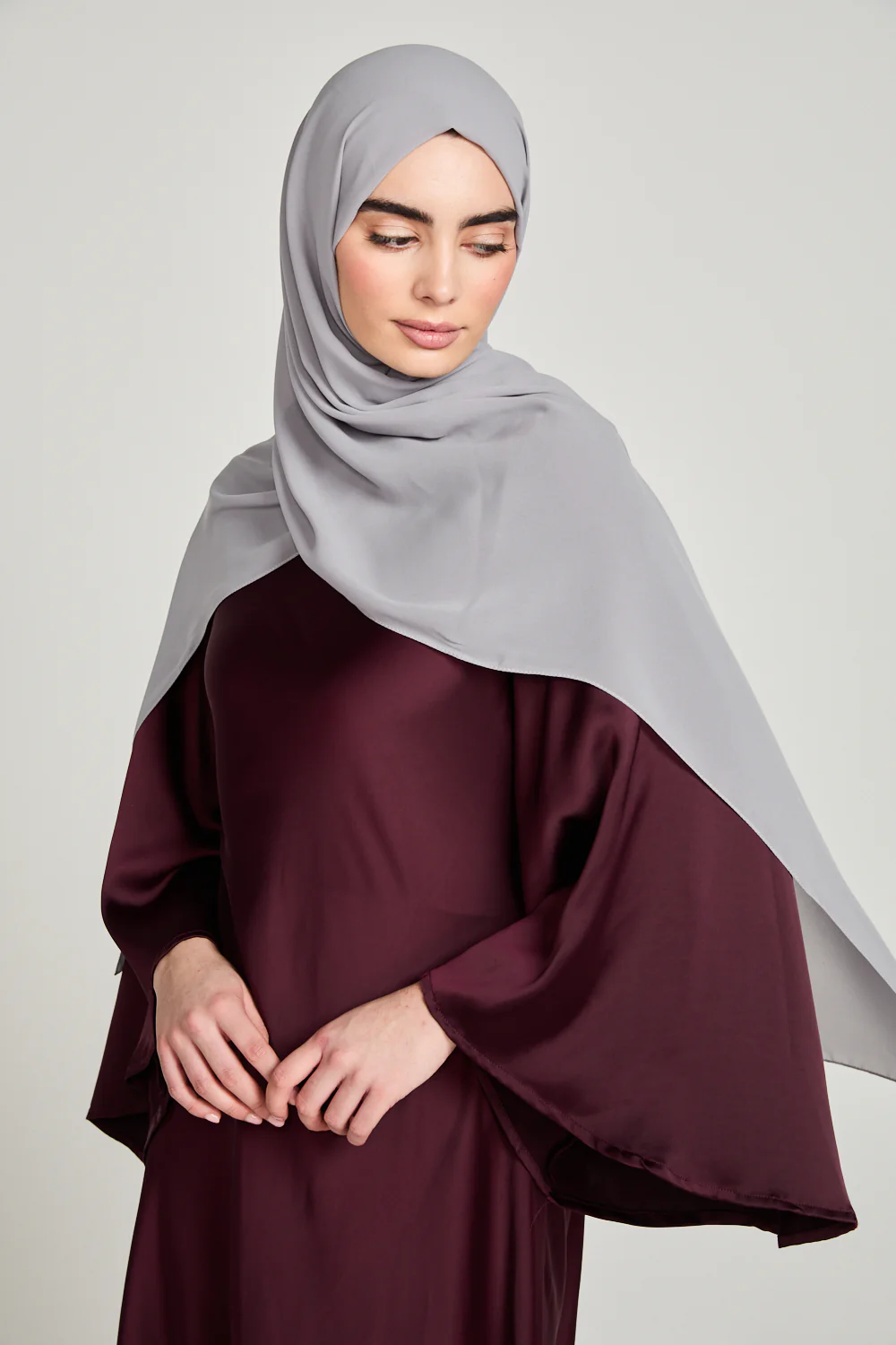 Soft Luxury Georgette Hijab - Misty Grey - Image 4