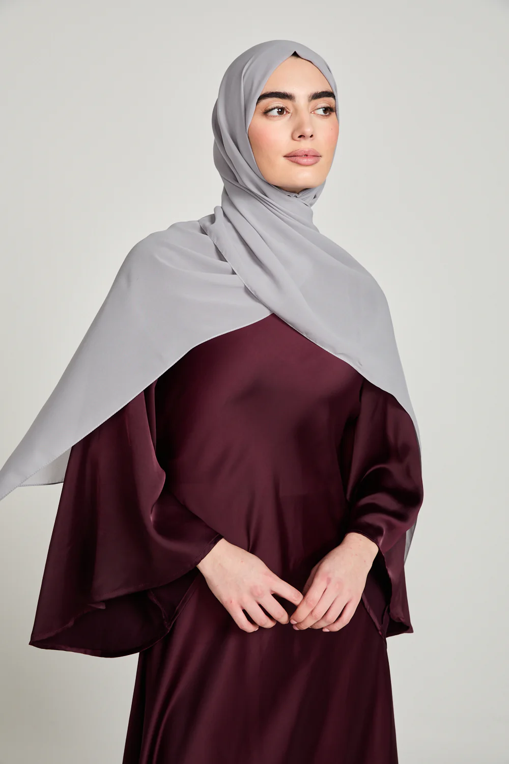 Soft Luxury Georgette Hijab - Misty Grey - Image 6