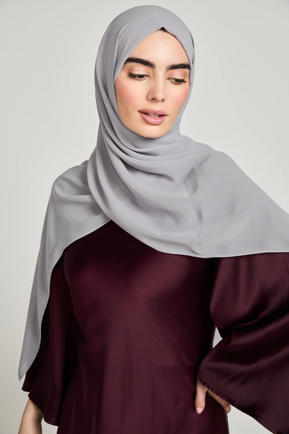 Soft Luxury Georgette Hijab - Misty Grey - Image 7