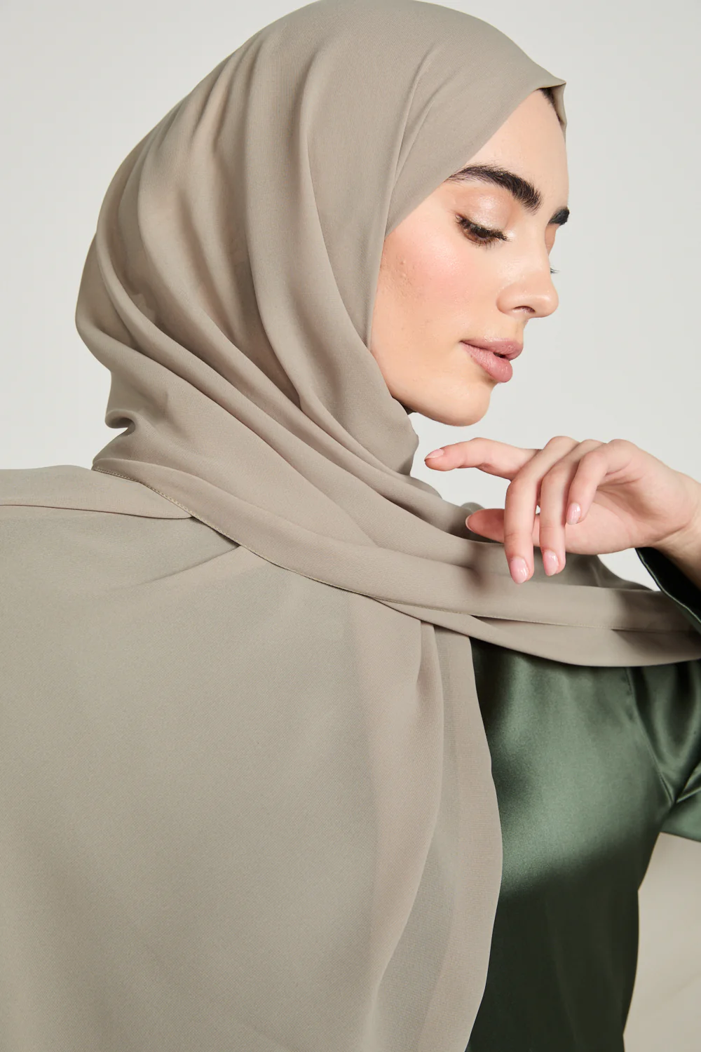 Soft Luxury Georgette Hijab - Olive Whisper - Image 5