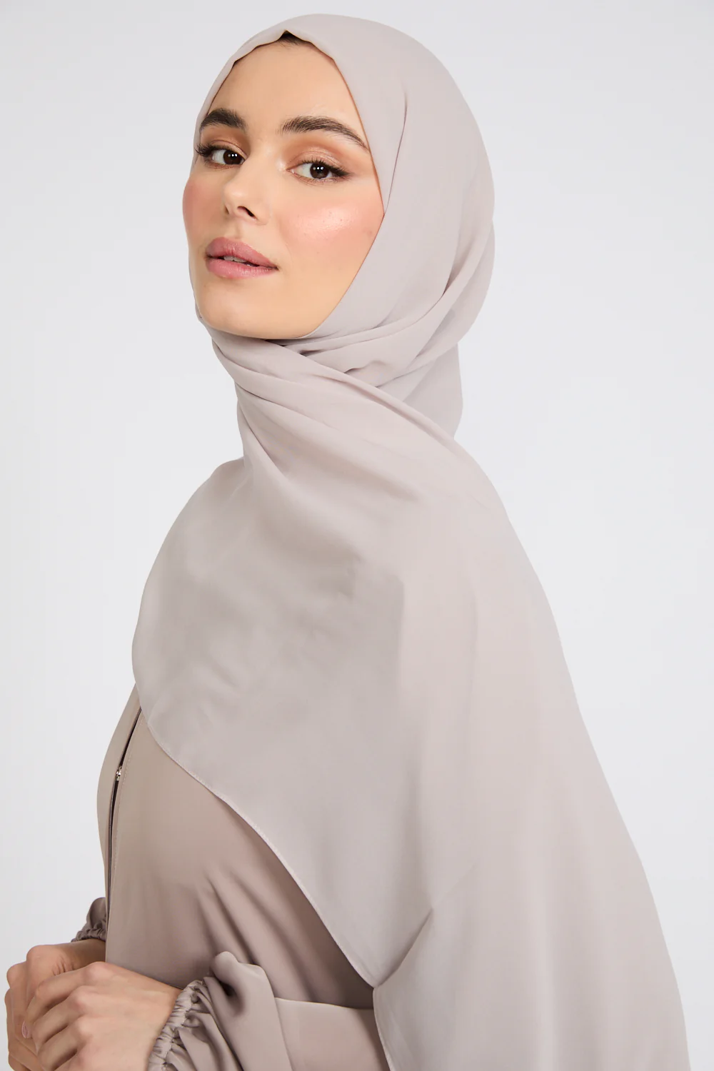Soft Luxury Georgette Hijab - Rosey Beige - Image 3