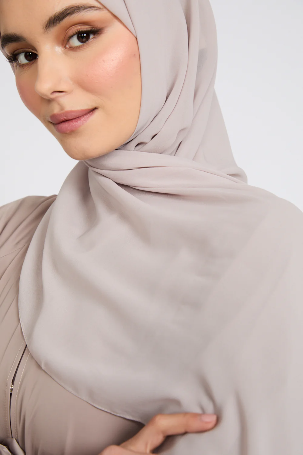 Soft Luxury Georgette Hijab - Rosey Beige - Image 6