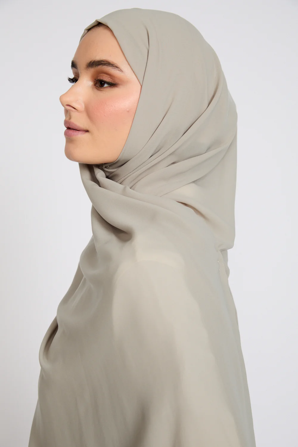 Soft Luxury Georgette Hijab - Sage Taupe - Image 2