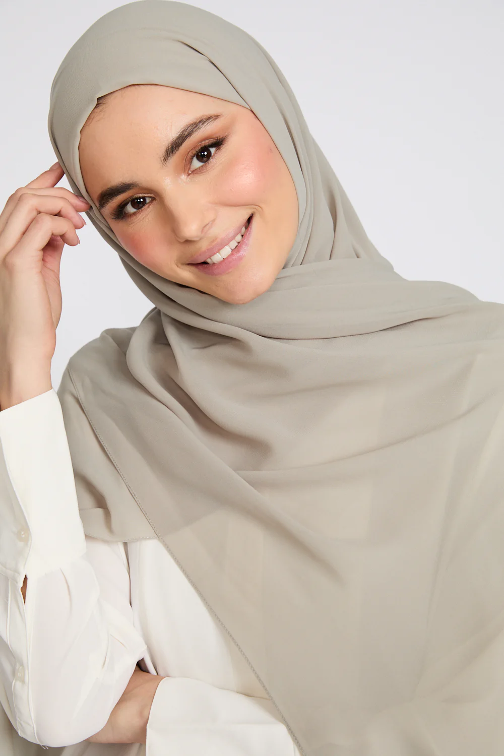 Soft Luxury Georgette Hijab - Sage Taupe - Image 5
