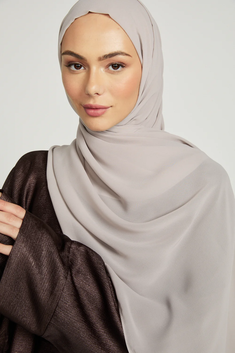 Soft Luxury Georgette Hijab - Smoky Beige - Image 2