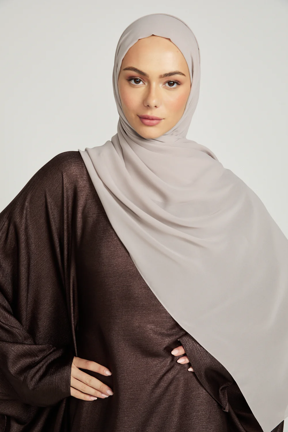 Soft Luxury Georgette Hijab - Smoky Beige - Image 5