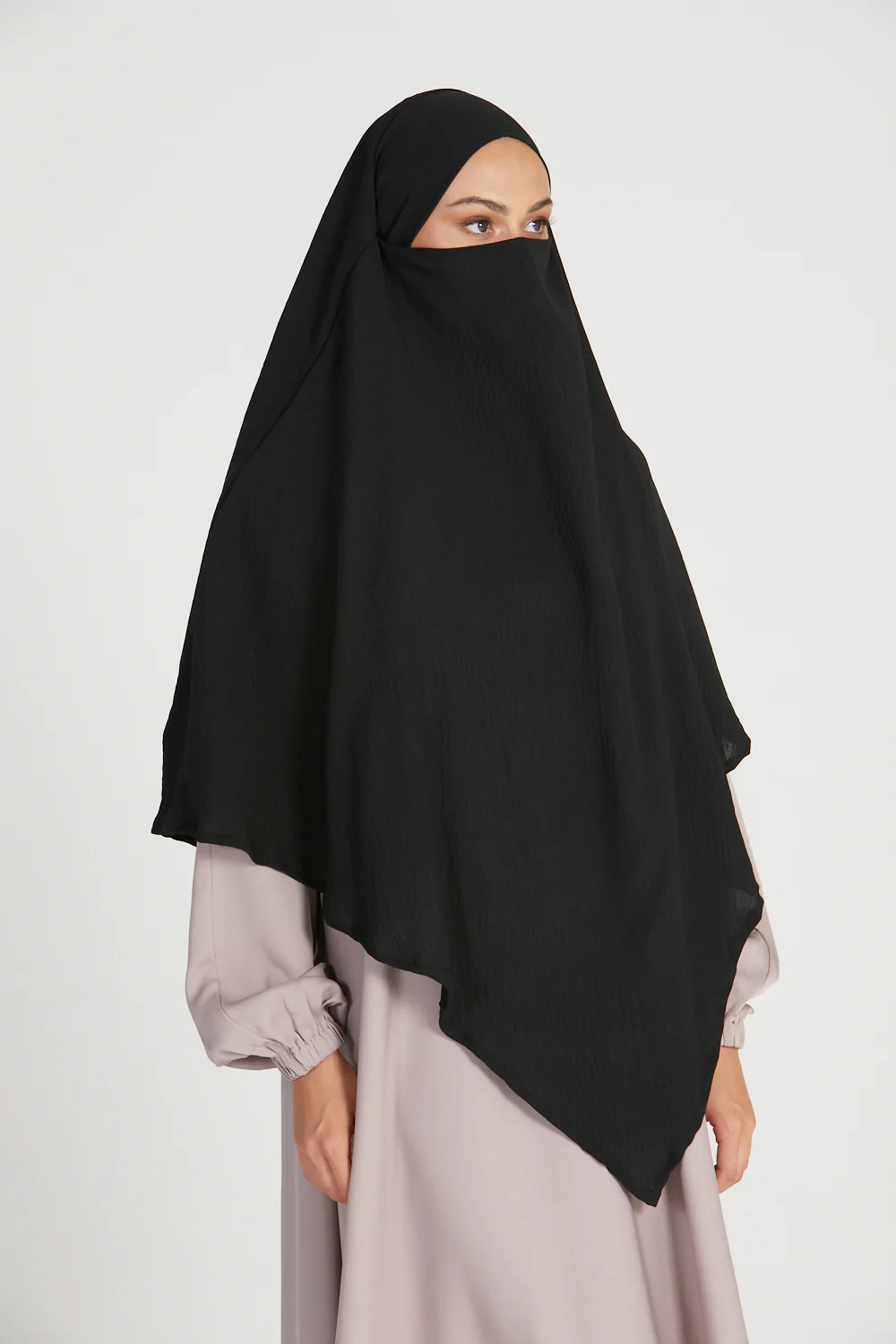 Two Layer Khimar - Black - Image 3