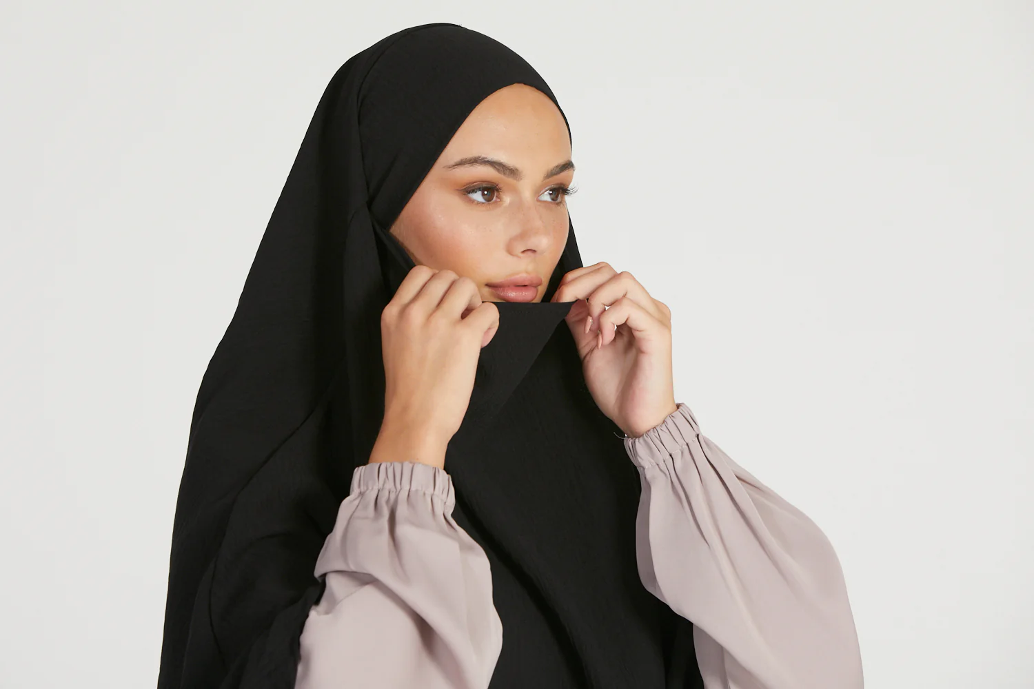 Two Layer Khimar - Black - Image 4