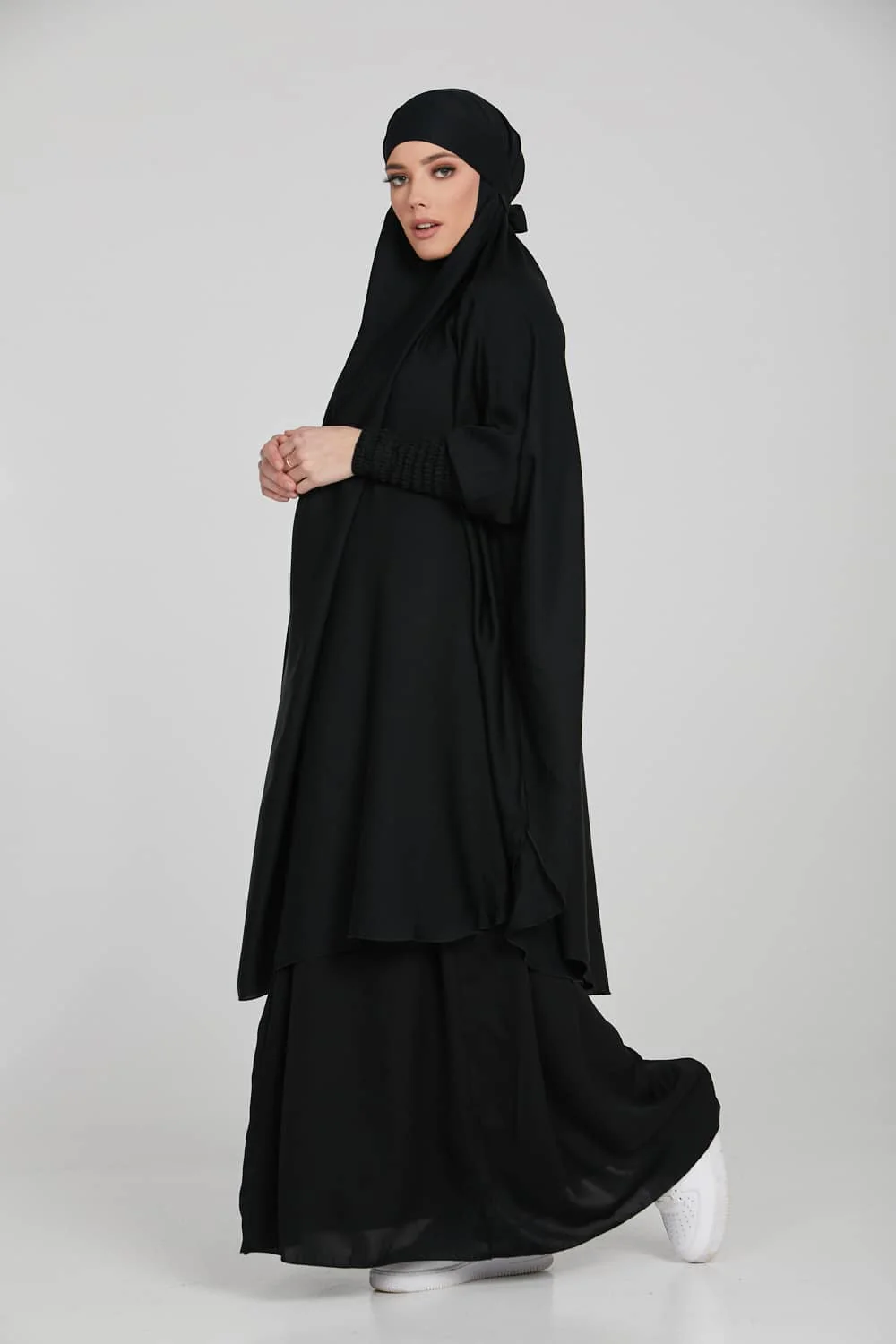 Two Piece Jilbab/ Prayer Set- Black - Image 3