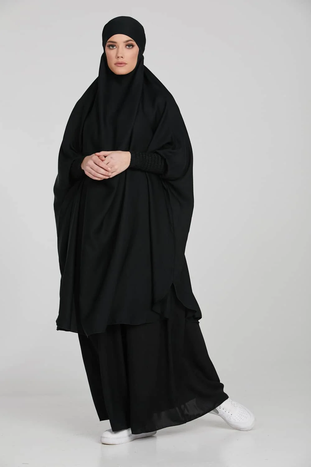 Two Piece Jilbab/ Prayer Set With Pockets - Black - Image 4