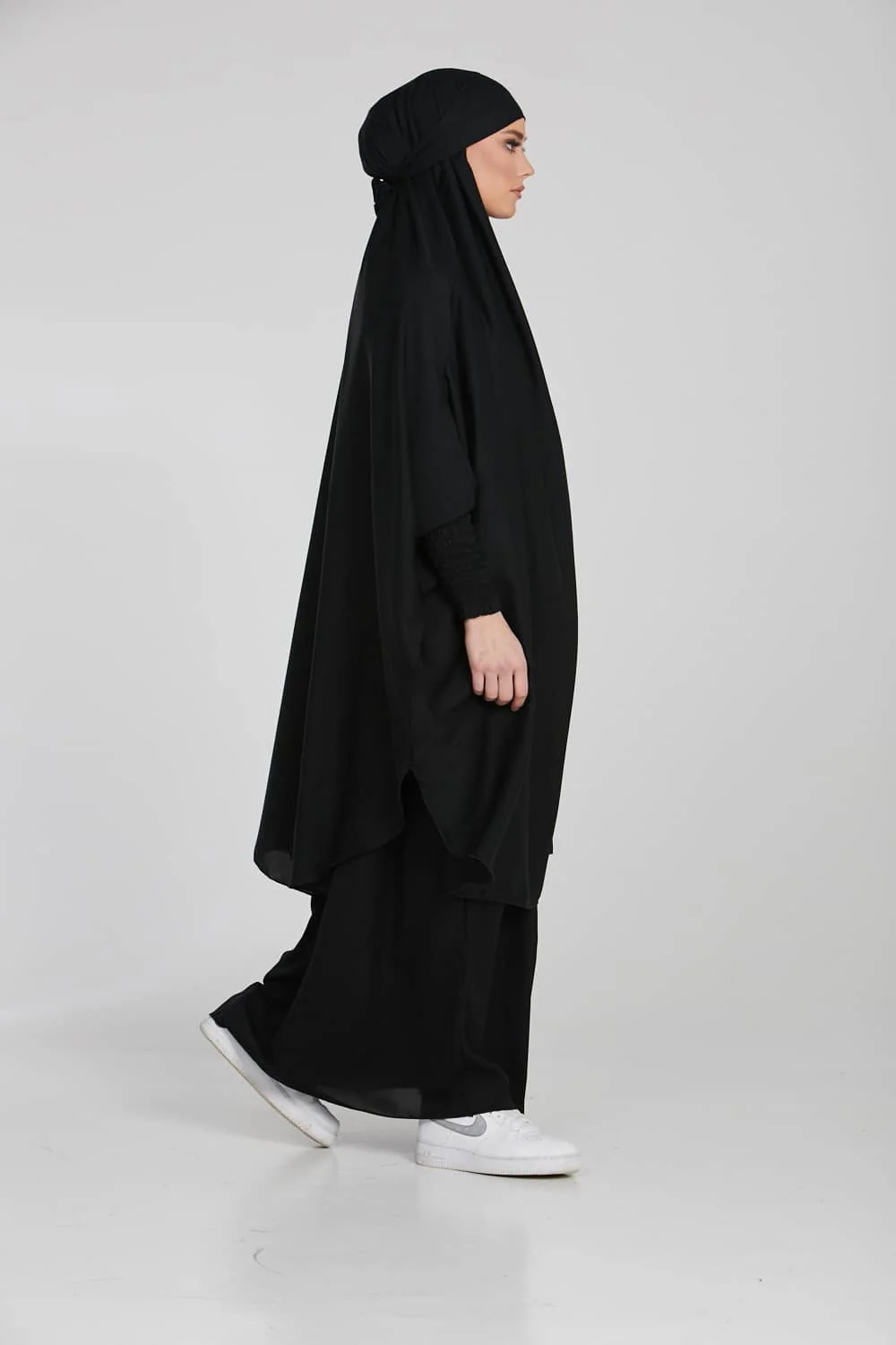 Two Piece Jilbab/ Prayer Set With Pockets - Black - Image 5