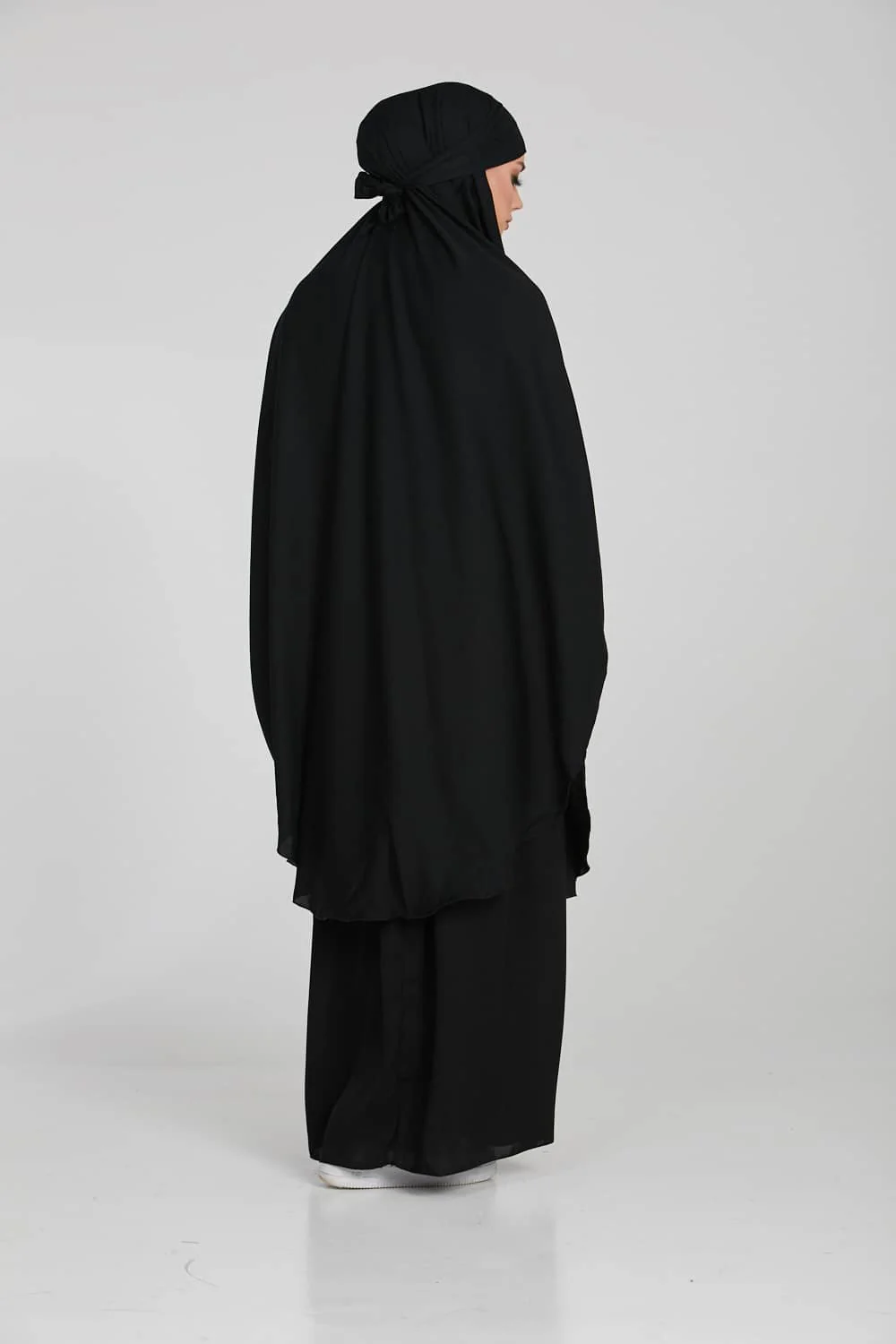 Two Piece Jilbab/ Prayer Set With Pockets - Black - Image 6