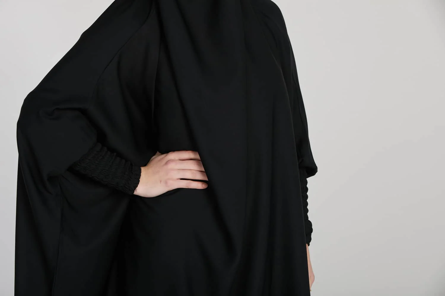 Two Piece Jilbab/ Prayer Set With Pockets - Black - Image 7