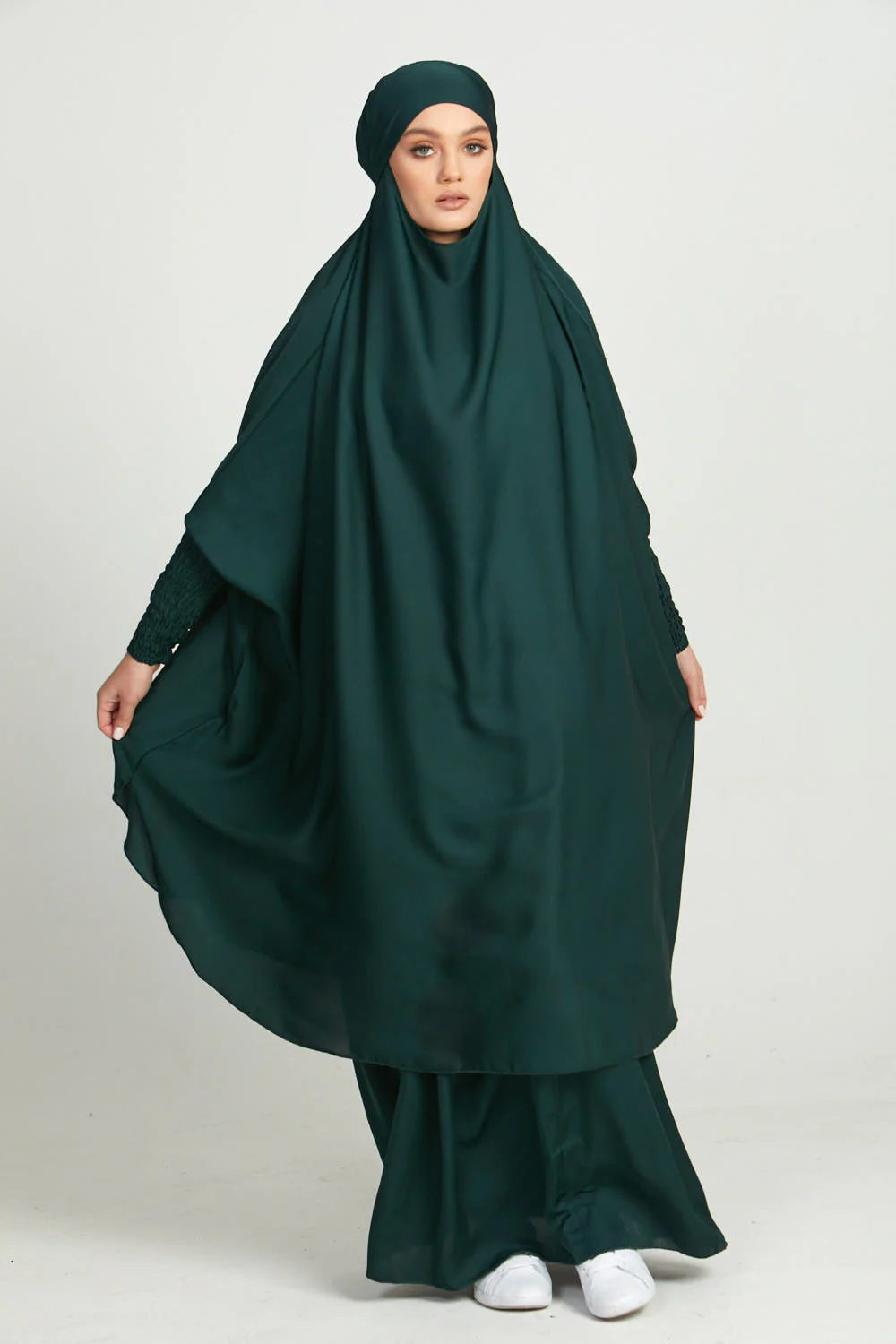 Two Piece Jilbab/ Prayer Set - Forest Green - Image 3