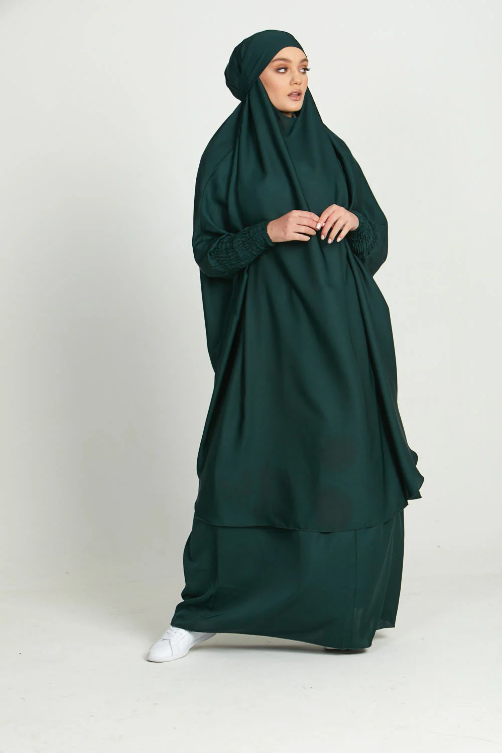 Two Piece Jilbab/ Prayer Set - Forest Green - Image 4
