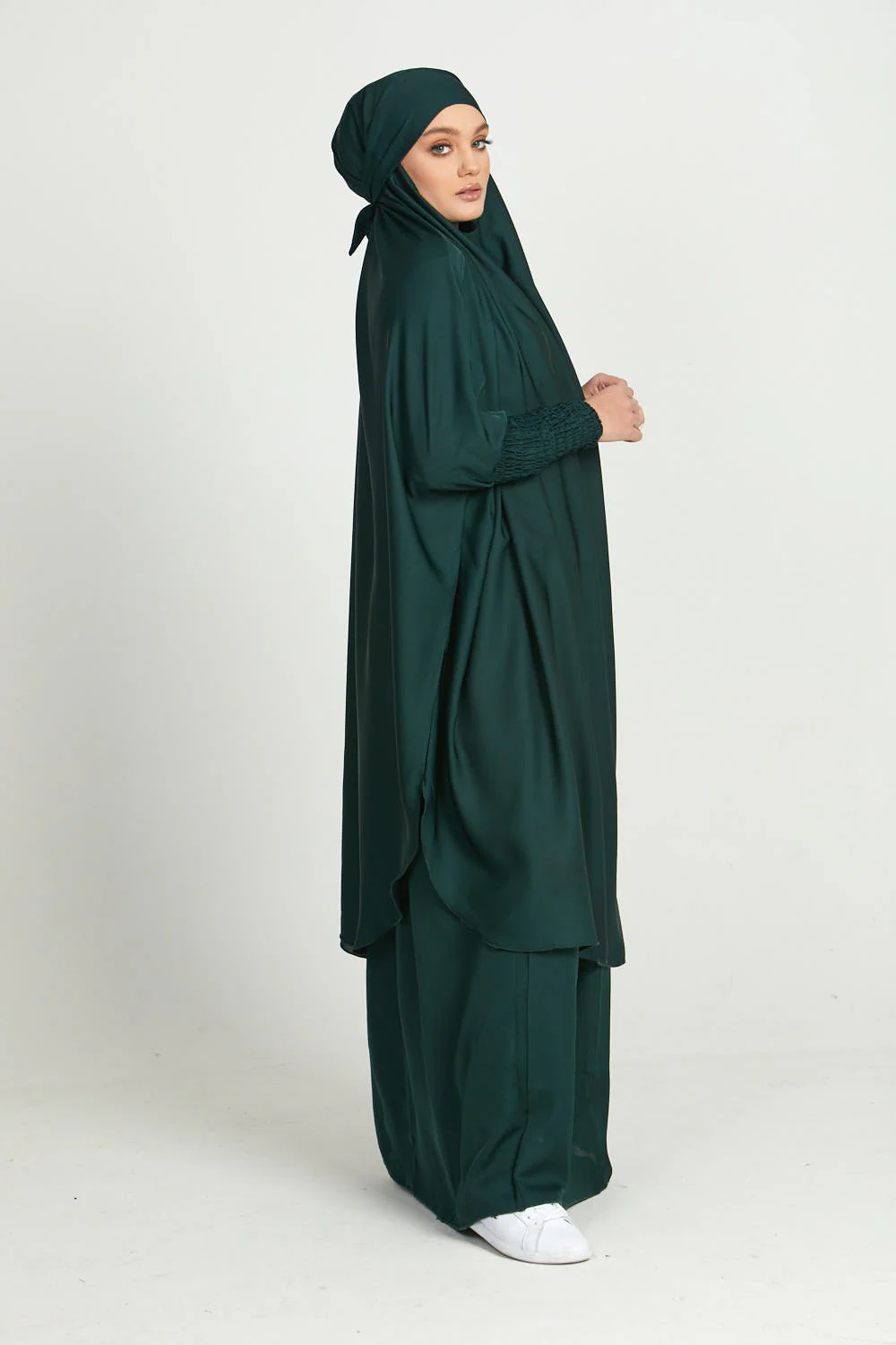 Two Piece Jilbab/ Prayer Set - Forest Green - Image 5
