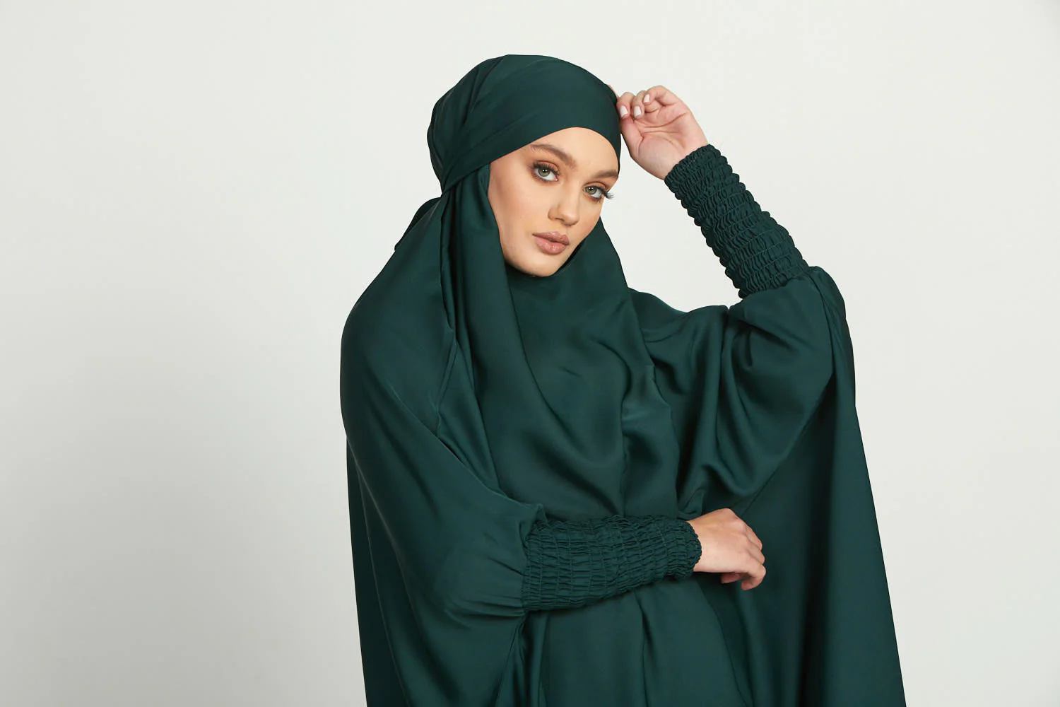 Two Piece Jilbab/ Prayer Set - Forest Green - Image 7