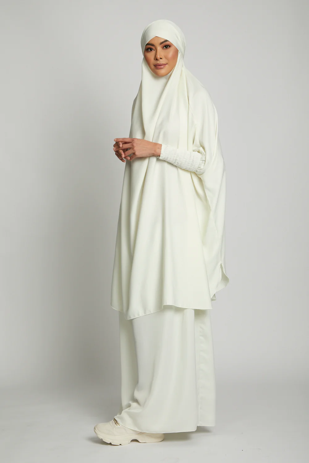 Two Piece Jilbab/ Prayer Set - Ivory White - Image 5