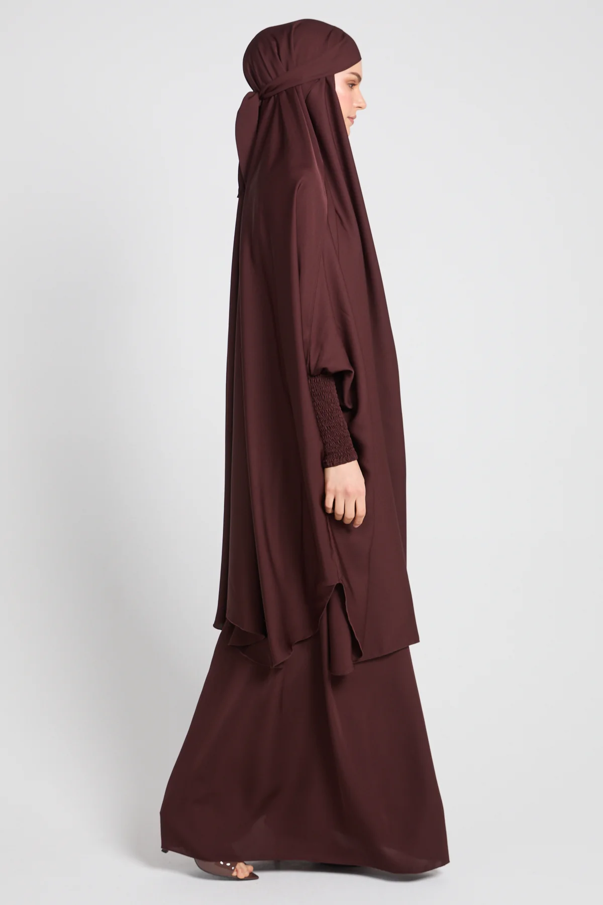 Two Piece Jilbab/Prayer Set with Pockets- Mahogany - Image 6