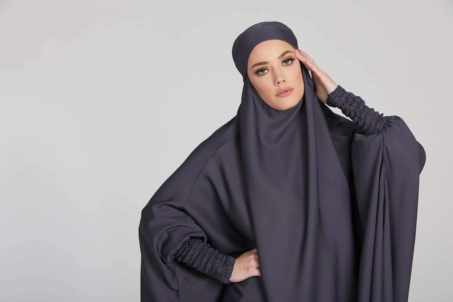 Two Piece Jilbab/Prayer Set - Pebble - Image 6