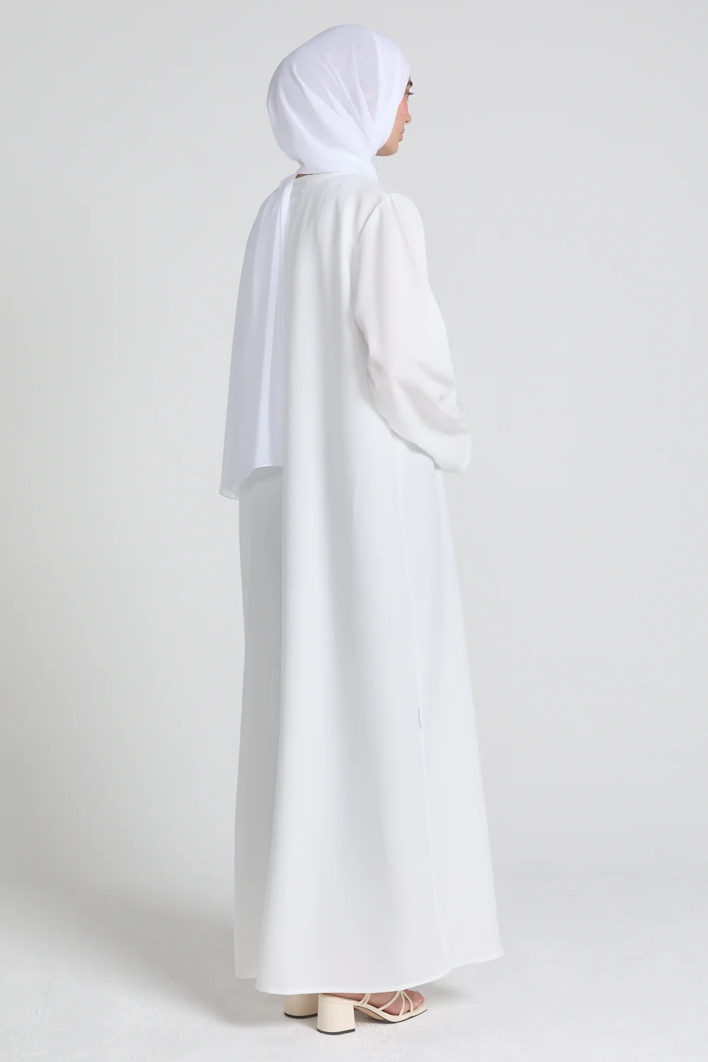 White Inner Slip Dress with Front Zip - LONG SLEEVE - Image 7
