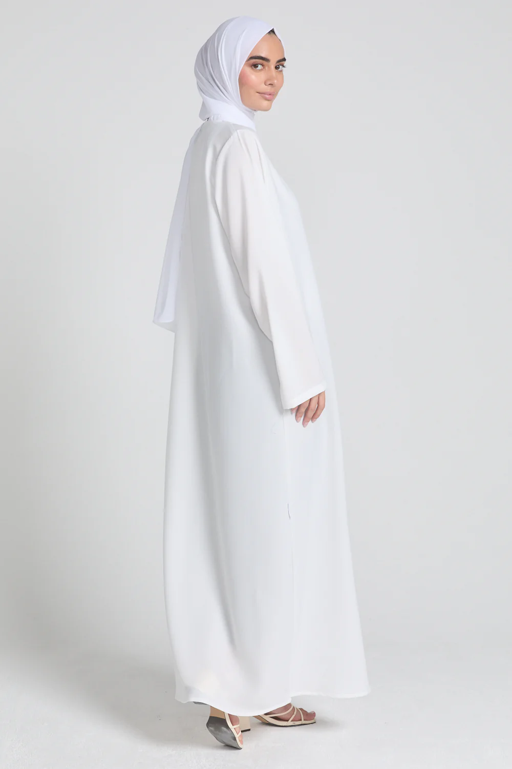 White Inner Slip Dress with Front Zip - LONG SLEEVE - Image 8