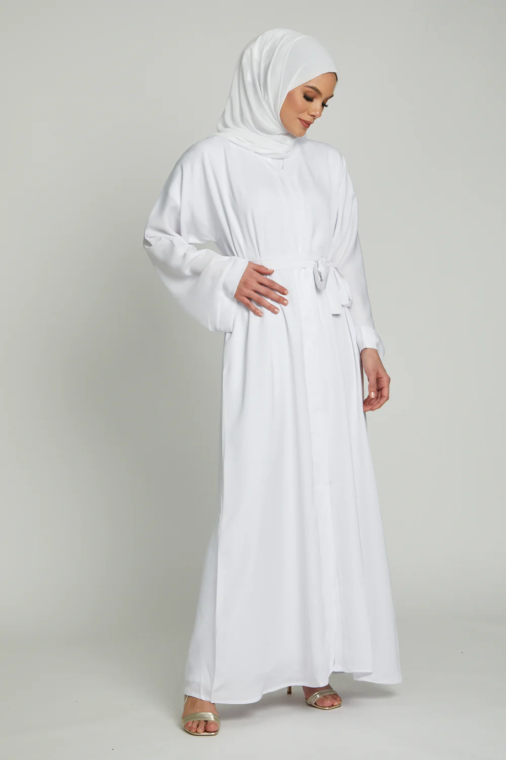 White Open Abaya