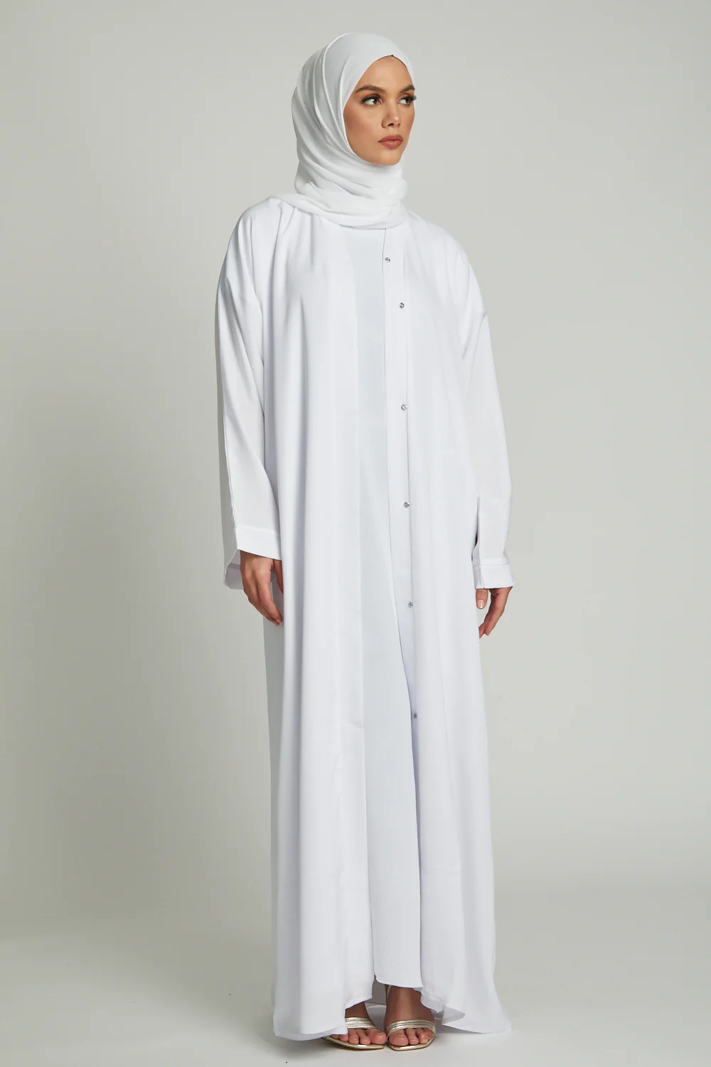 White Open Abaya - Image 2