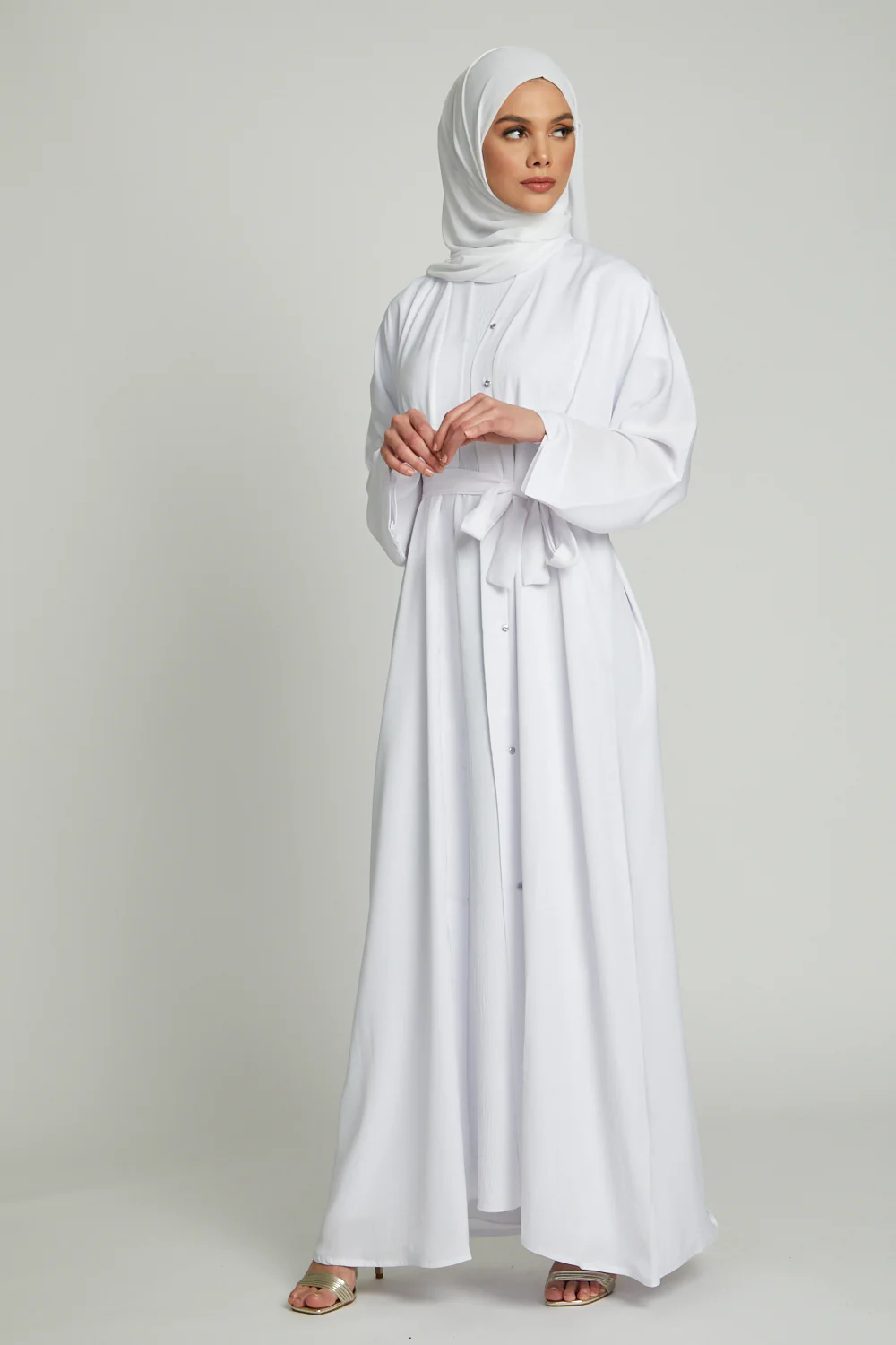 White Open Abaya - Image 4