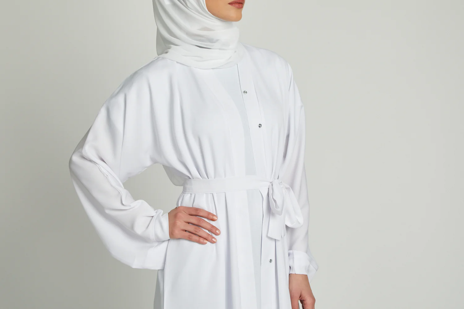 White Open Abaya - Image 8