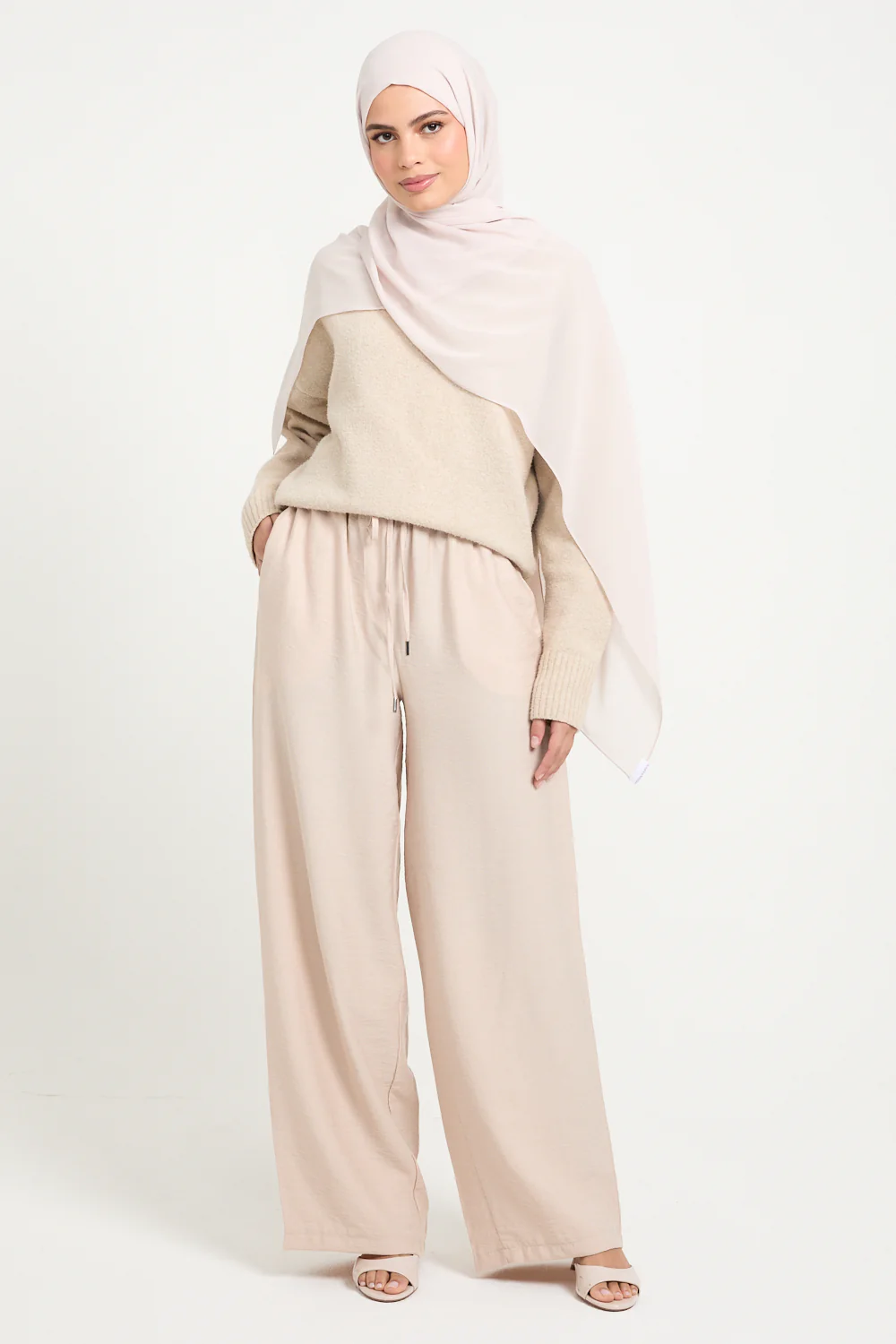 Wide Leg Trousers - Natural